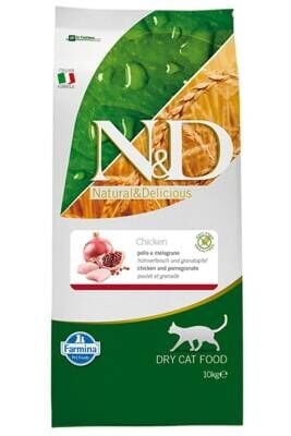 N&D Tahılsız Tavuklu Yetişkin Narlı Kedi Maması 10 kg