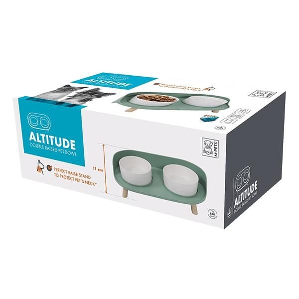 M-Pets Altitude Standlı Mama Kabı 2x450ml Yeşil