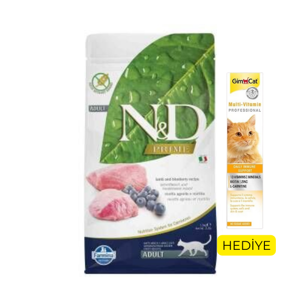 N&D Tahılsız Kuzu Etli Yaban Mersinli Kedi Maması 1,5 kg