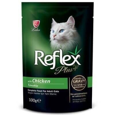 Reflex Plus Tavuklu Sos İçinde Parça Etli Konserve Kedi Maması 100 gr