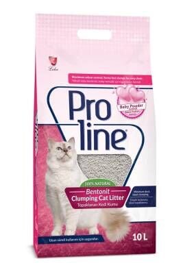 Proline Bebek Pudrası Kokulu Kalın Taneli Topaklaşan Bentonit Kedi Kumu 10 lt