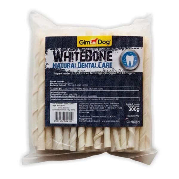 Gimdog Mordimi Burgu Çubuk Kemik 15 cm 50li Paket Beyaz