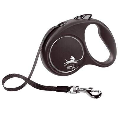 Flexi Black Design Siyah 5 mt Şerit Otomatik Tasma Medium