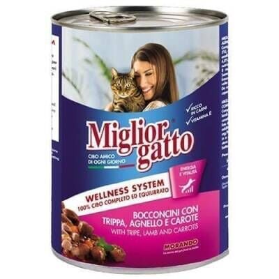 Miglior Gatto Parça Etli Kuzu İşkembe ve Havuçlu Konserve Kedi Maması 405 gr