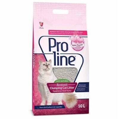 Proline Doğal Topaklanan Baby Powder Kokulu Kedi Kumu İnce Taneli 10 lt