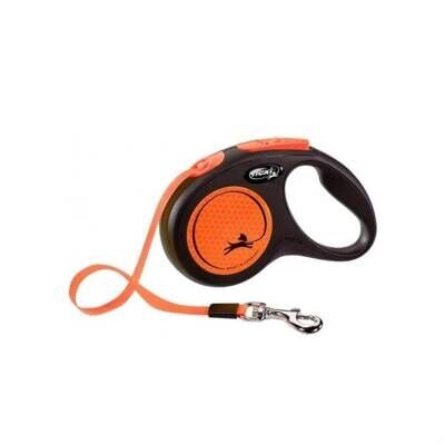 Flexi Neon Turuncu 5 mt Şerit Otomatik Tasma Small