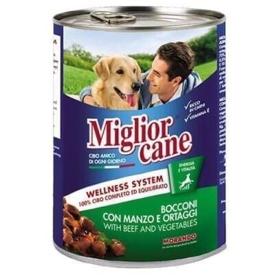 Miglior Cane Parça Etli Biftekli ve Sebzeli Konserve Köpek Maması 405 gr