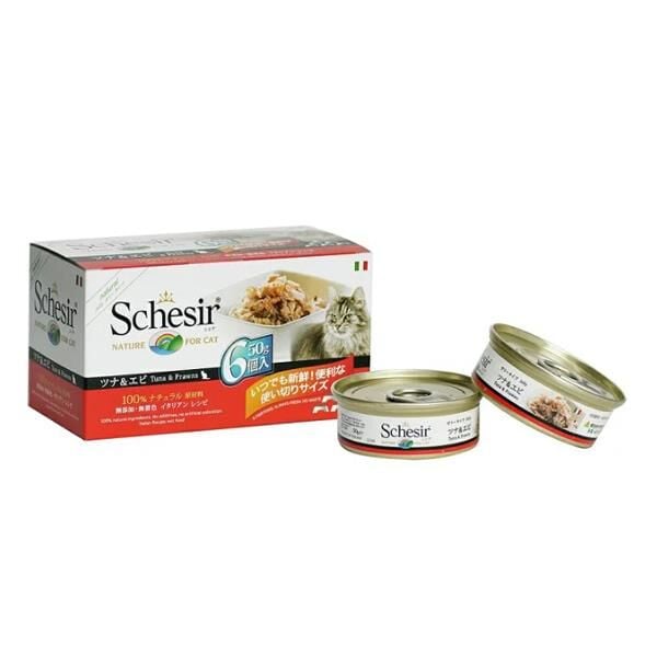 Schesir Jöle İçinde Ton Balıklı Karidesli Yetişkin Kedi Konservesi 50gr 6lı