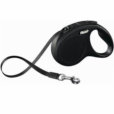 Flexi New Classic Siyah 5 mt Şerit Otomatik Tasma Small