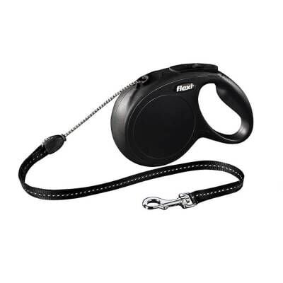 Flexi New Classic İp Otomatik Köpek Gezdirme Tasması Siyah M 8 mt