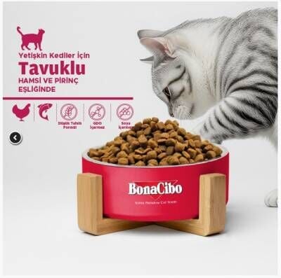 BonaCibo Adult Cat Tavuklu (Hamsi ve Pirinç Eşliğinde) Yetişkin Kedi Maması 15 kg
