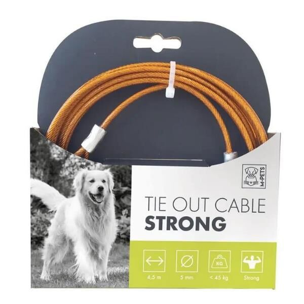 M-Pets Strong Bahçe Bağlama Köpek Halatı Turuncu 4,5m