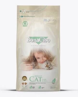 BonaCibo Adult Cat Lamb & Rice Kuzu Etli ve Pirinçli Yetişkin Kedi Maması 2 Kg