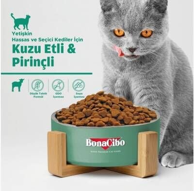 BonaCibo Adult Cat Lamb & Rice Kuzu Etli ve Pirinçli Yetişkin Kedi Maması 2 Kg