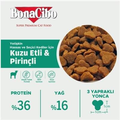 BonaCibo Adult Cat Lamb & Rice Kuzu Etli ve Pirinçli Yetişkin Kedi Maması 2 Kg