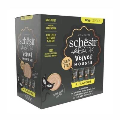 Schesir After Dark Mousse Pouch Et Suyunda Karışık Lezzzetler Yetişkin Kedi Konservesi Paketi 80 Gr x 12 Adet