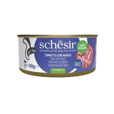 Schesir Jöle İçinde Ton Balığı ve Dana Etli Yetişkin Kedi Konservesi 140 Gr