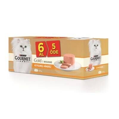 Gourmet Gold Kıyılmış Hindili Yetişkin Konserve Kedi Maması (6 AL 5 ÖDE) 85 gr