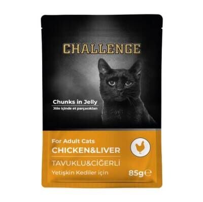 Challenge Pouch Tavuklu Ciğerli Yetişkin Kedi Konservesi 85 gr