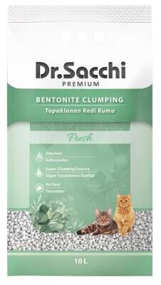 Dr.Sacchi Fresh Kokusuz Topaklanan Bentonit Kedi Kumu 10 lt