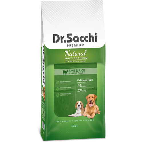 Dr.Sacchi Premium Natural Lamb & Rice Yetişkin Köpek Maması 15 kg
