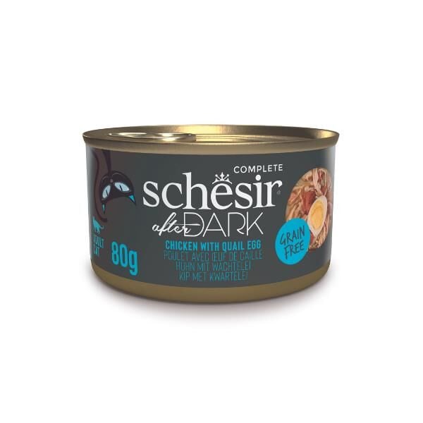 Schesir After Dark Et Suyunda Tavuklu ve Bıldırcın Yumurtalı Yetişkin Kedi Konservesi 80 gr