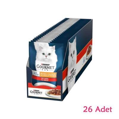 Gourmet Perle Parça Etli Izgara Sığır Etli Yetişkin Kedi Konservesi 26 Adet X 85 gr