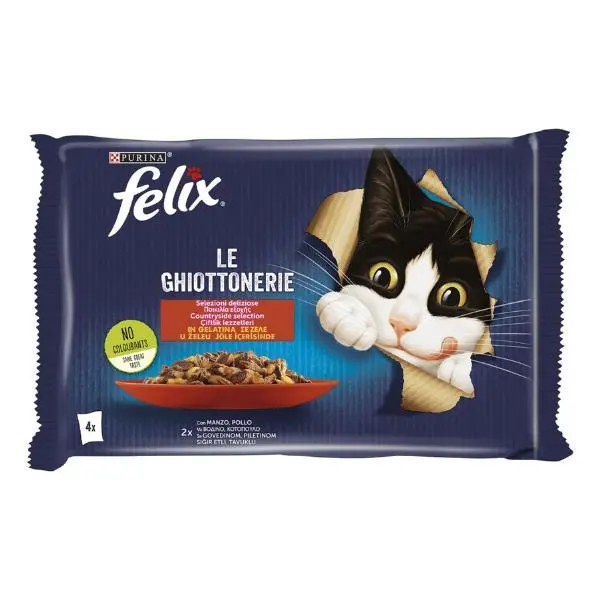 Felix Tavuklu ve Sığır Etli Yaş Kedi Maması Ekonomik Paket 4x85gr