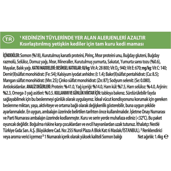 Pro Plan Sterilised LiveClear Kısırlaştırılmış Somonlu Kedi Maması 1,4Kg