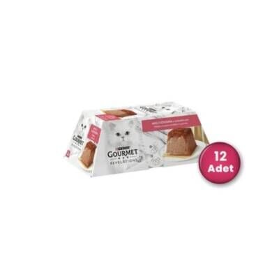 Gourmet Gold Revelations Somon Balıklı Etli Ezme Konserve Kedi Maması 2 X 57 gr 12'li Paket