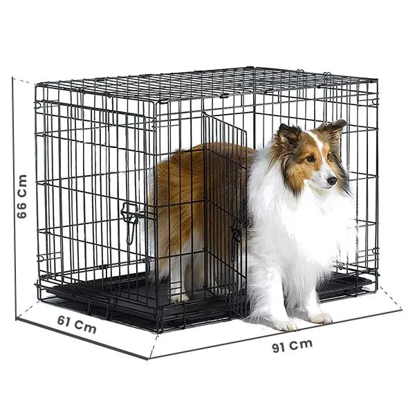 Metal Kedi Köpek Kafesi 91x61x66 Cm Siyah