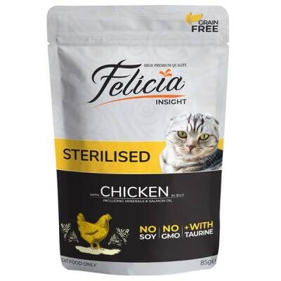 Felicia Pouch Sterilised Kısırlaştırılmış Tavuklu Tahılsız Yetişkin Kedi Konservesi 85 Gr
