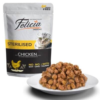 Felicia Pouch Sterilised Kısırlaştırılmış Tavuklu Tahılsız Yetişkin Kedi Konservesi 85 Gr