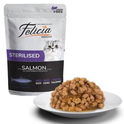 Felicia Pouch Sterilised Kısırlaştırılmış Somonlu Tahılsız Yetişkin Kedi Konservesi 85 Gr