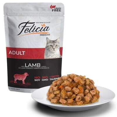 Felicia Pouch Kuzulu Tahılsız Yetişkin Kedi Konservesi 85 Gr