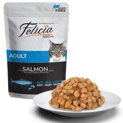 Felicia Pouch Somonlu Tahılsız Yetişkin Kedi Konservesi 85 Gr