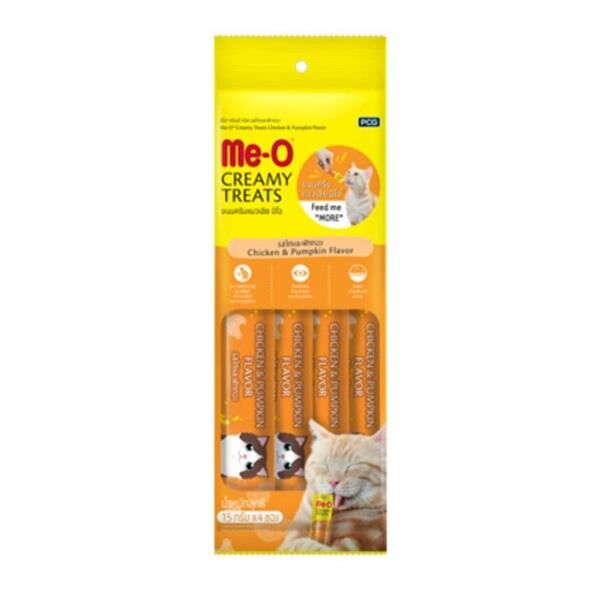 Me-O Creamy Treats Tavuklu Balkabaklı Krema Sıvı Kedi Ödülü 15gr 4lü