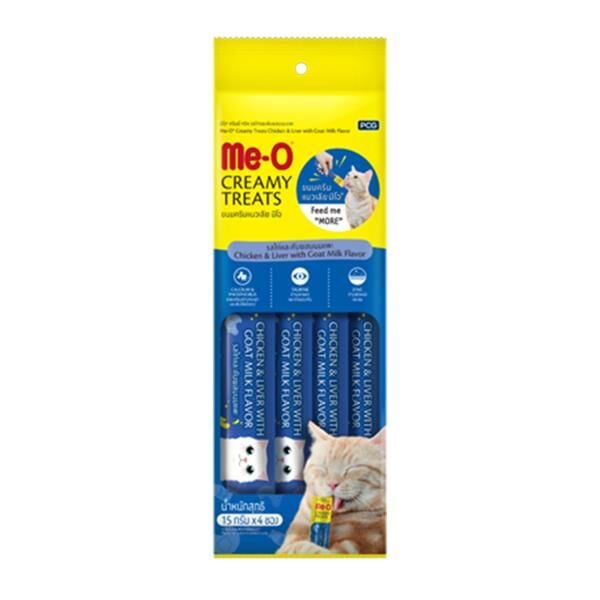 Me-O Creamy Treats Tavuklu Ciğerli Keçi Sütlü Krema Sıvı Kedi Ödülü 15gr 4lü
