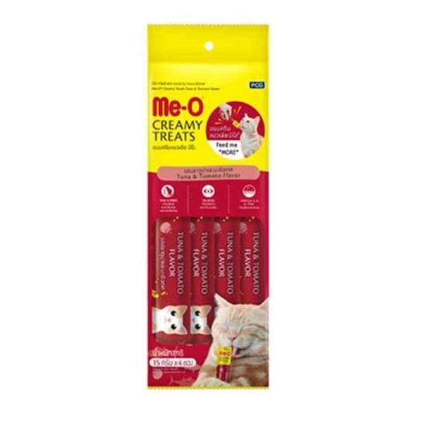 Me-O Creamy Treats Ton Balıklı Domatesli Krema Sıvı Kedi Ödülü 15gr 4lü