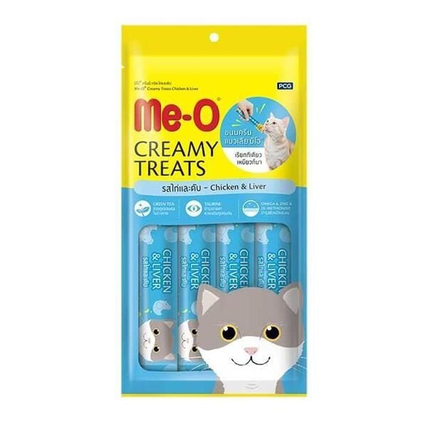 Me-O Creamy Treats Tavuklu Ciğerli Krema Sıvı Kedi Ödülü 15gr 4lü