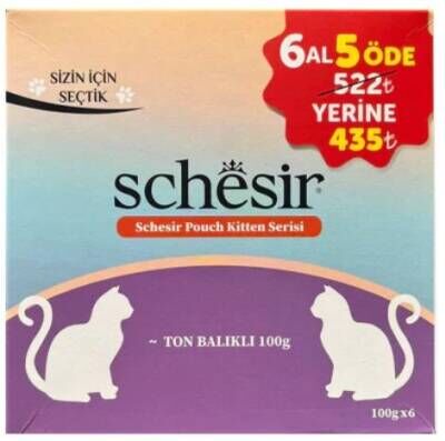 Schesir Ton Balıklı Yavru Kedi Konservesi 100 gr (6 AL 5 ÖDE)