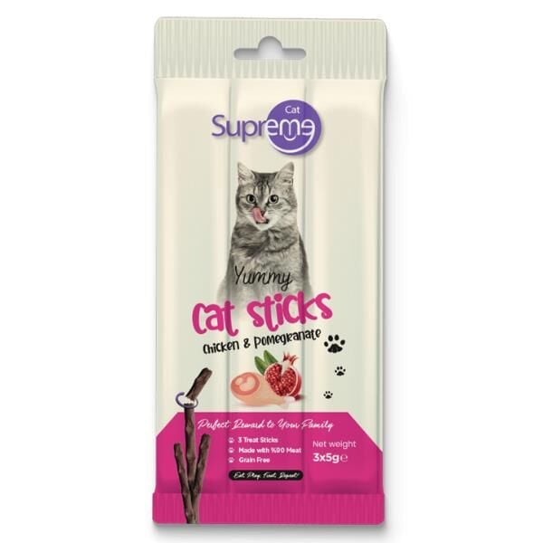 Supreme Cat Sticks Tavuklu ve Narlı Kedi Ödül Çubukları 3x5gr