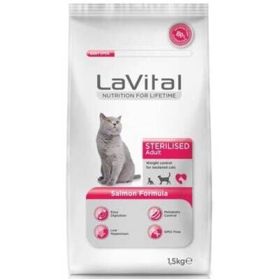 LaVital Sterilised Somonlu Kısırlaştırılmış Yetişkin Kedi Maması 1,5 kg