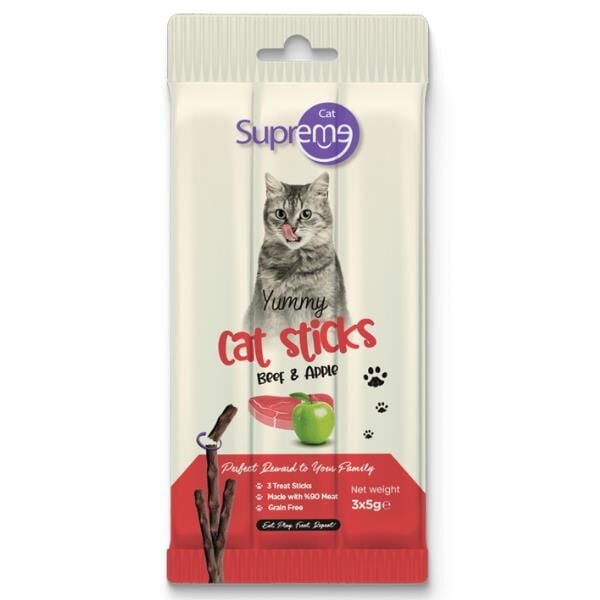 Supreme Cat Sığır Etli ve Elmalı Çubuk Kedi Ödül Maması 3'lü