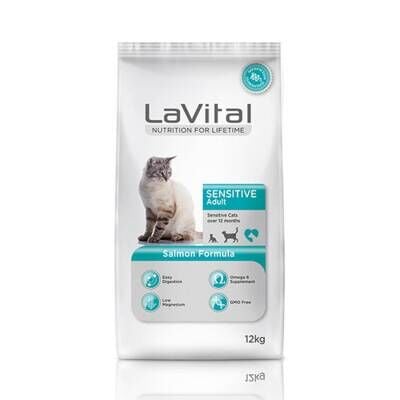 LaVital Sensitive Hassas Sindirim Sistemine Sahip Kediler İçin Somonlu Yetişkin Kedi Maması 12 kg