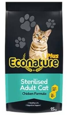 Econature Plus Sterilised Tavuklu Kısırlaştırılmış Yetişkin Kedi Maması 15 kg