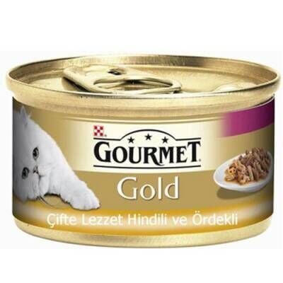 Gourmet Gold Hindi Etli ve Ördekli Konserve Yetişkin Kedi Maması 85 gr