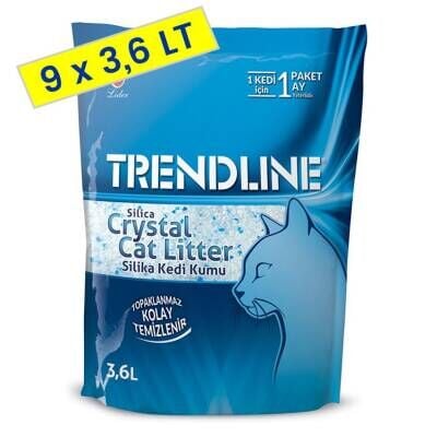 Trendline Süper Emici Tozsuz Silika Kristal Kedi Kumu 3,6 lt 1,4 kg (9 Adet)