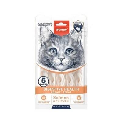 Wanpy Digestive Health Somon Balığı ve Tavuklu Krema Kedi Ödülü 5x14 Gr