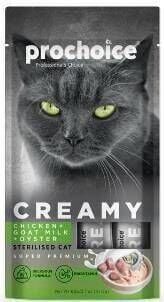 Prochoice Creamy Kısırlaştırılmış Kediler İçin Tavuklu Keçi Sütlü Sıvı Kedi Ödül 4 X 15 gr